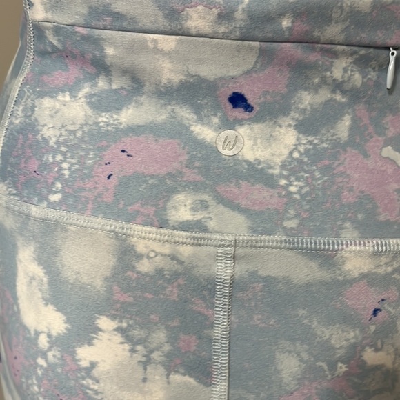 Wildfox Legging Sweat Watercolor Spill Tie Dye Blue Pant High Waist Sz Large - Picture 6 of 9